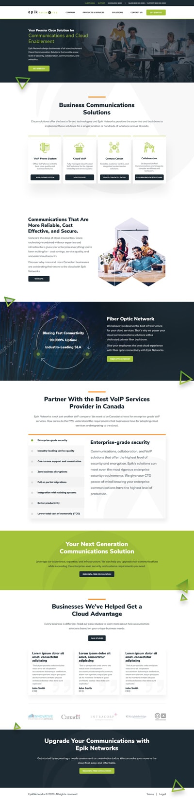 Epik Networks Website Homepage