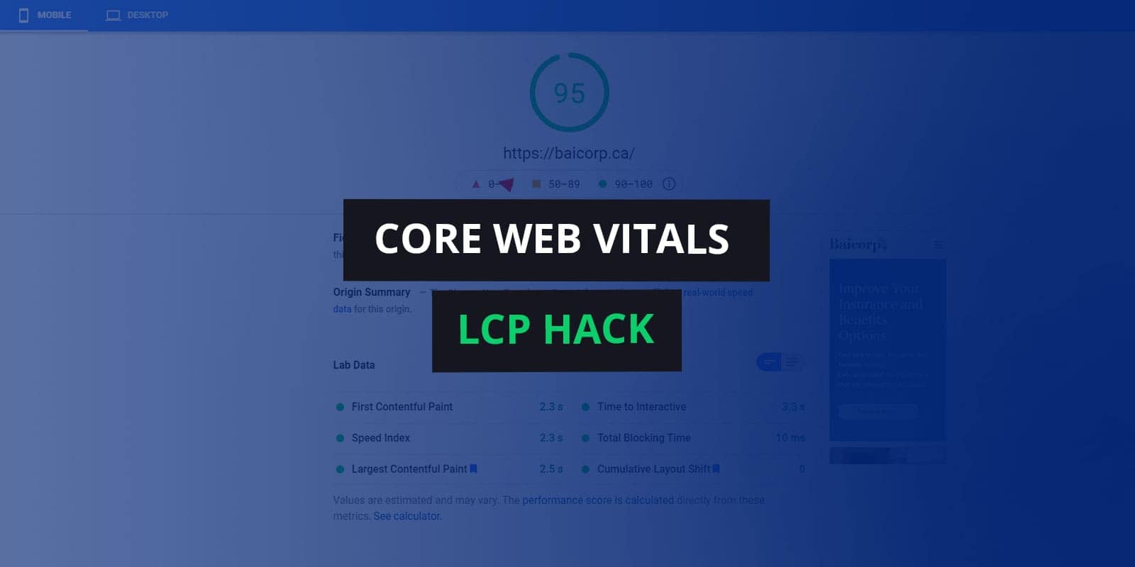 core web vitals trick improve largest contentful paint lcp